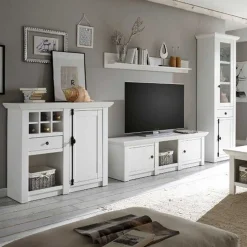 Schrankwand Chelles im weißem Landhaus-Stil (vierteilig)