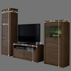 Schrankwand Croconia aus Wildeiche massiv (dreiteilig)