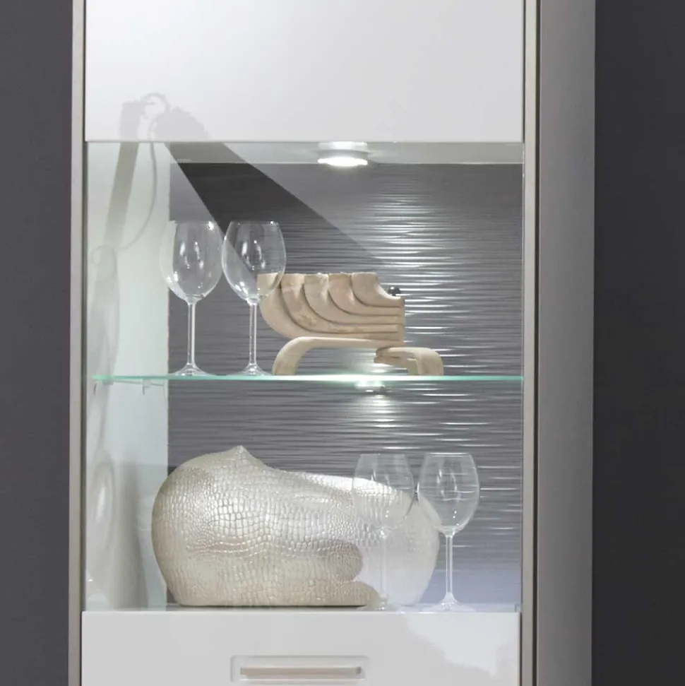 Schrankwand Tacroma in Weiß Hochglanz (fünfteilig)