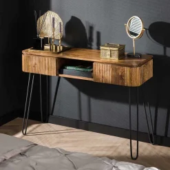 Schreibtisch aus Mangoholz in Sandfarben - Ciabeta