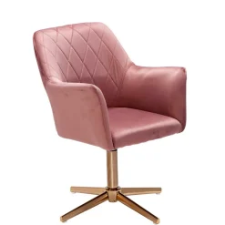 Schreibtisch Drehsessel in Rosa Samt - Tsinaton
