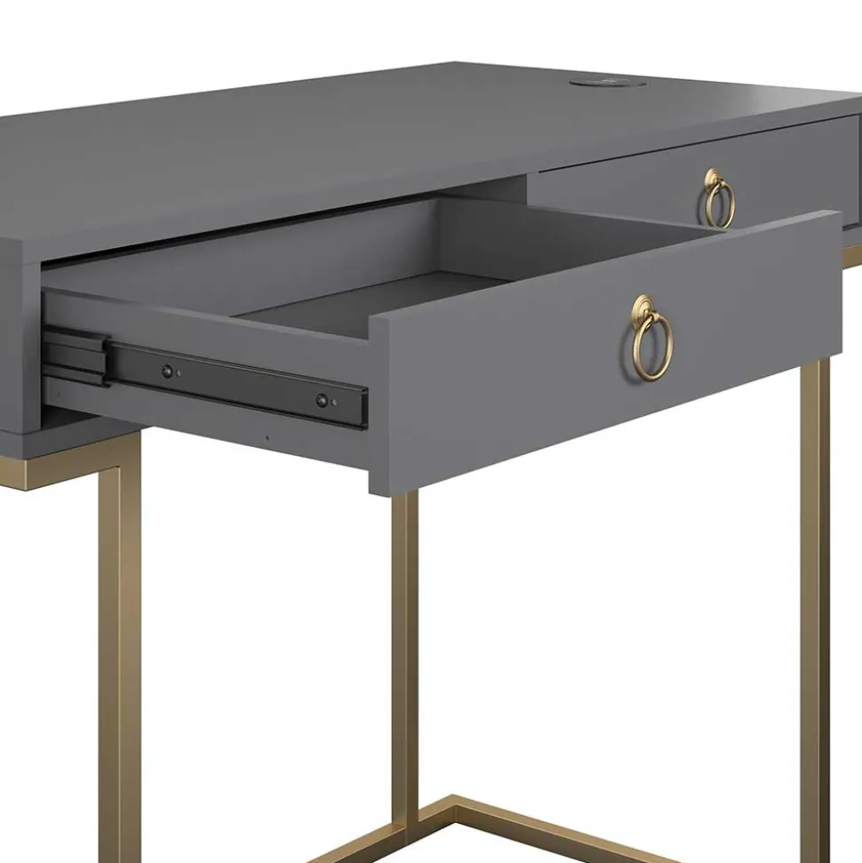 Schreibtisch in Grau und Messing - Woman
