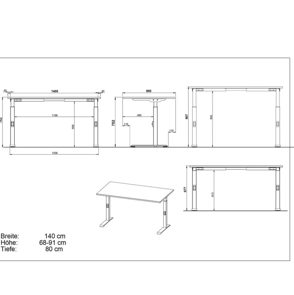 Schreibtisch in Hellgrau und Weiß - Topper