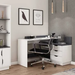 Schreibtisch in Weiß und Anthrazit - Hugadano