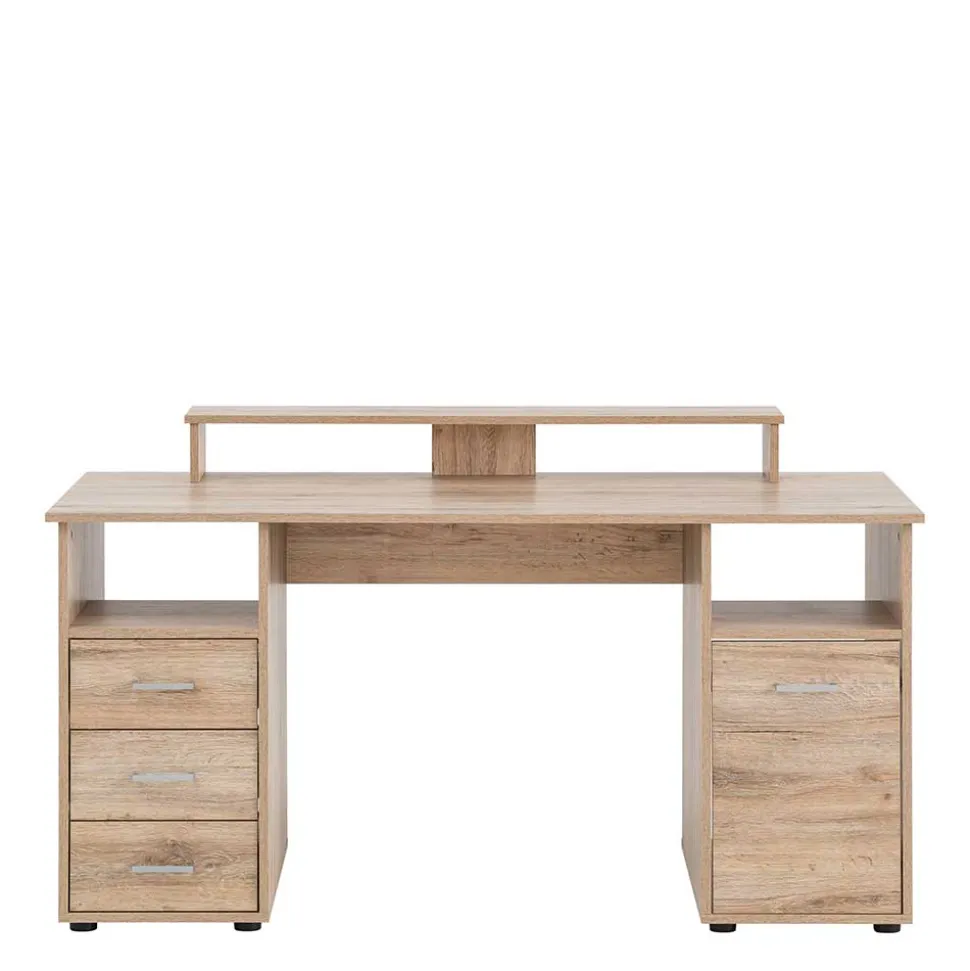 Schreibtisch mit Aufsatz in Wildeiche Dekor - Kalizoa