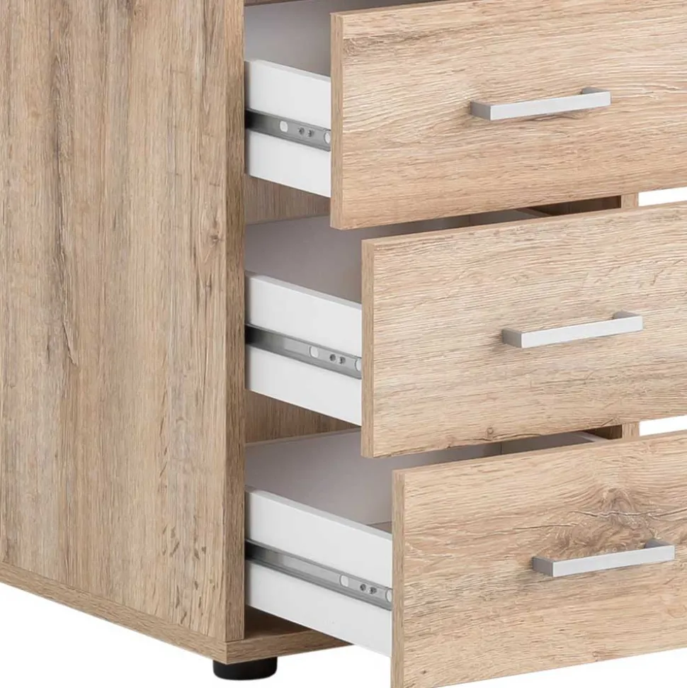 Schreibtisch mit Aufsatz in Wildeiche Dekor - Kalizoa