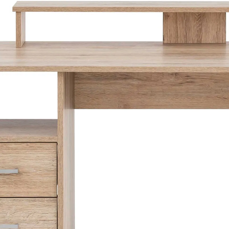 Schreibtisch mit Aufsatz in Wildeiche Dekor - Kalizoa