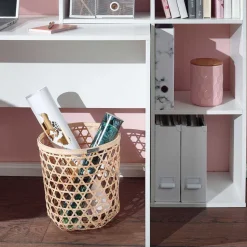 Schreibtisch mit Regal 6 Fächer in Weiß - Intora