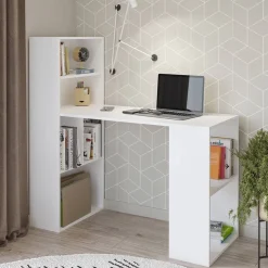 Schreibtisch mit Regal in Weiß - Osicria