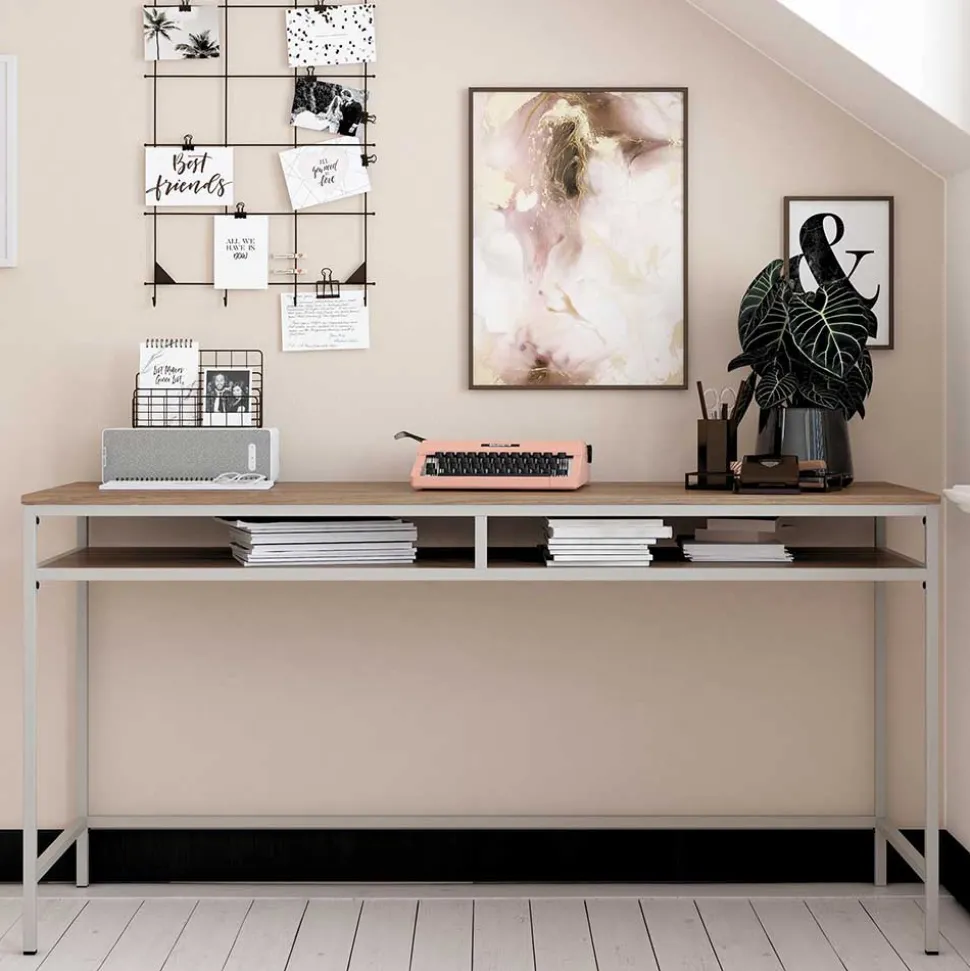 Schreibtisch mit Staufach in Walnuss Optik - Streetline