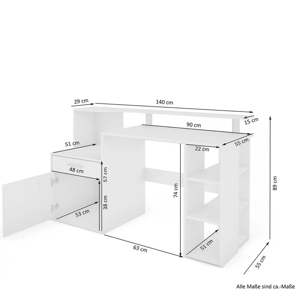Schreibtisch mit Stauraum und Aufsatz - Caveira