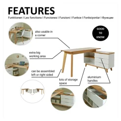 Schreibtisch mit Stauraum als Eckausführung - Xuana