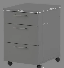 Schreibtisch Rollcontainer in Lichtgrau 41x60x50 - Bowsla