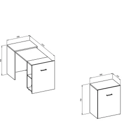 Schreibtisch zum Ausziehen in Eiche Optik - Vadoz