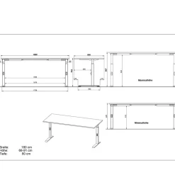 Schreibtisch zum Sitzen und Stehen mit T Gestell - Stellario
