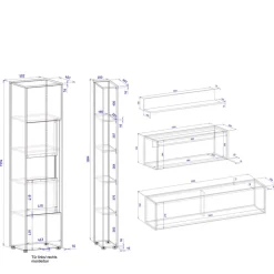 Schränke & Wandboard Wohnzimmer Set - Ahilav (fünfteilig)