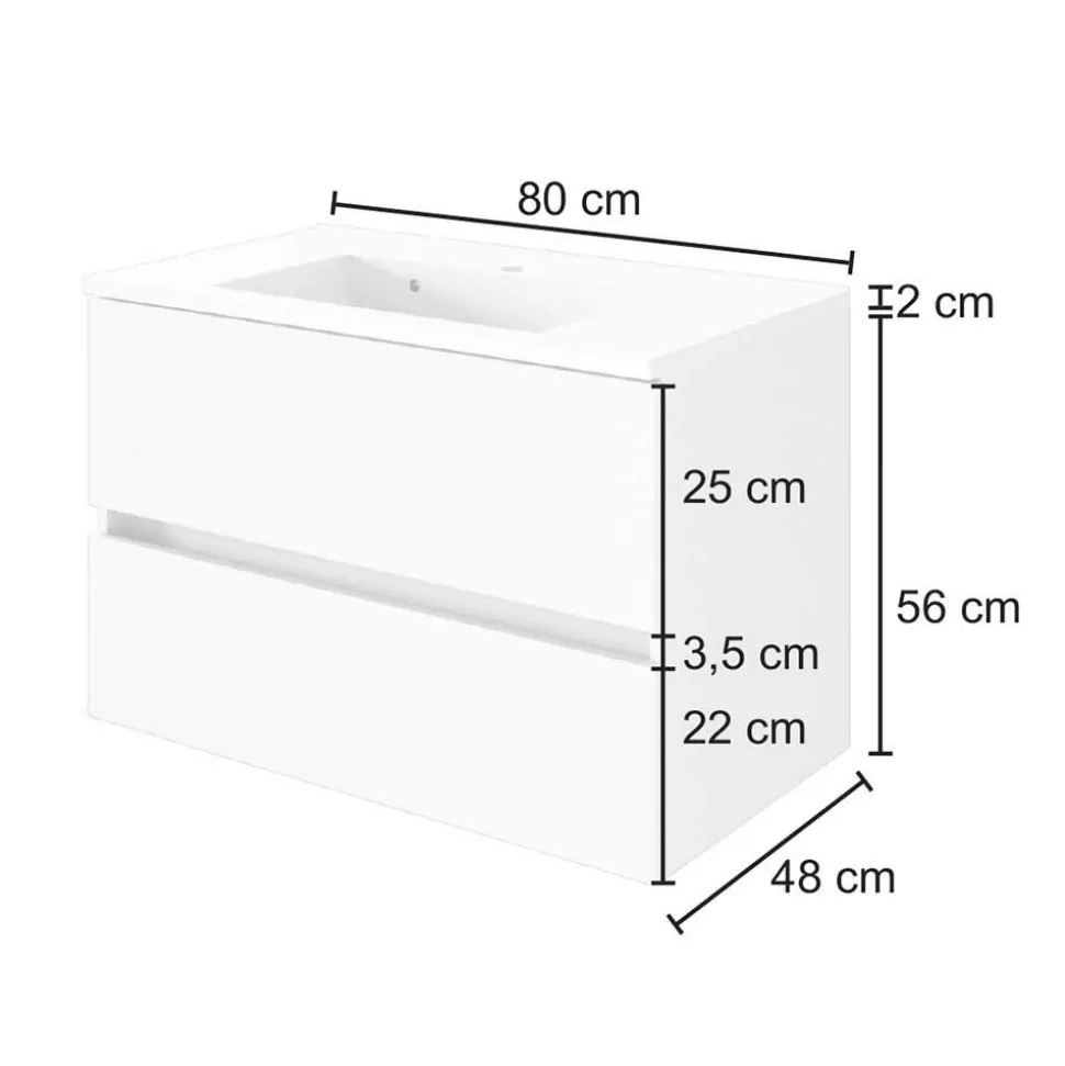 Schubladen Waschtisch in 80cm oder 100cm - Vandan