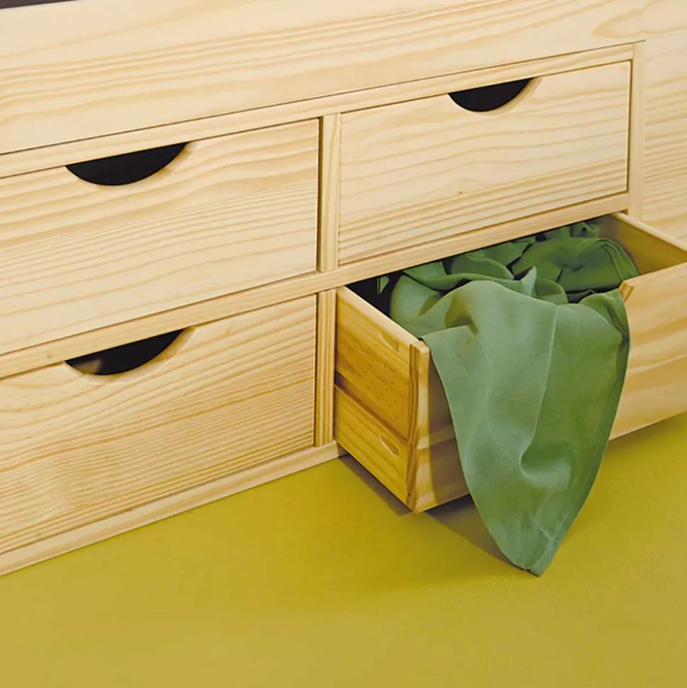 Schubladenbett Oladrios aus Kiefer massiv (dreiteilig)