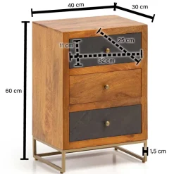 3-Schubladen-Nachtkommode in Anthrazit Steinoptik - Posto