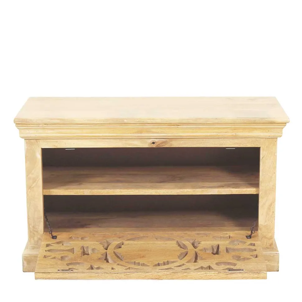 Schuhbank aus Mangoholz Sandfarben - Runiasa