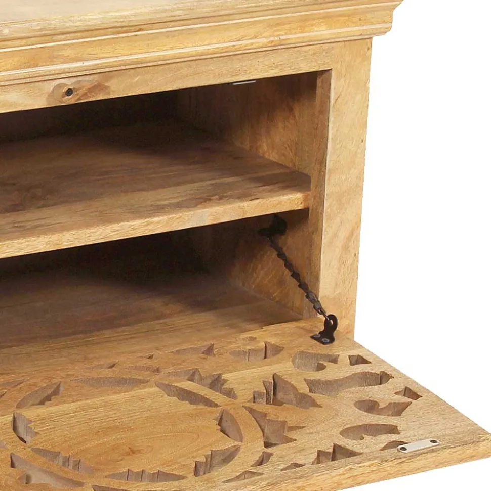 Schuhbank aus Mangoholz Sandfarben - Runiasa