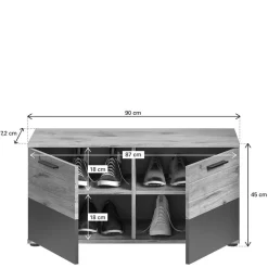 Schuhbank in Wildeiche & Grau 90 cm - Catamaron
