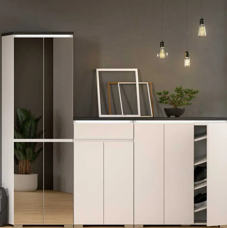 Schuhschrank mit vier Spiegeltüren - Suad