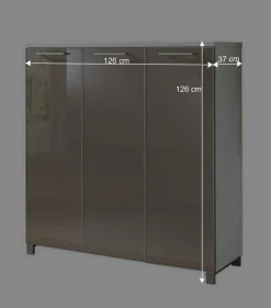 Schuhschrank Srocca in Taupe Weiß Glas beschichtet