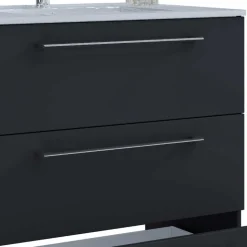 Schwarze Badezimmermöbel mit Weiß - Gloriella (dreiteilig)