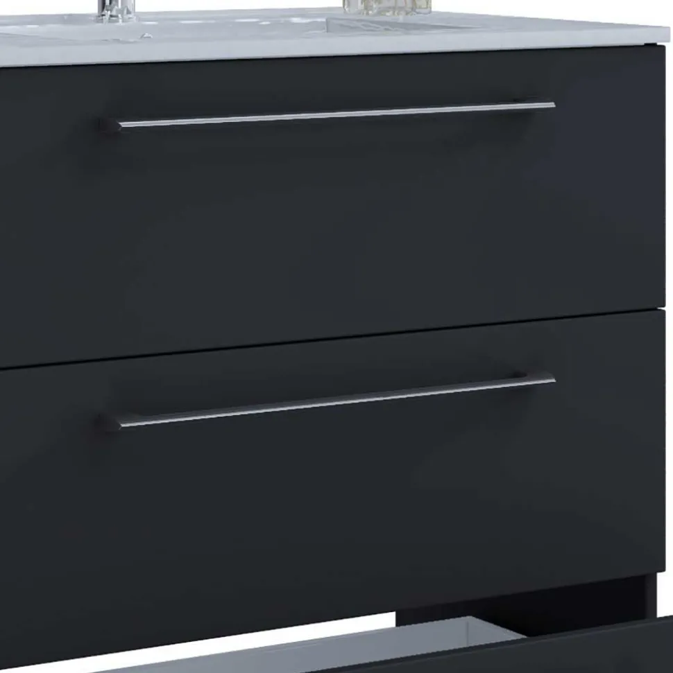 Schwarze Badezimmermöbel mit Weiß - Gloriella (dreiteilig)