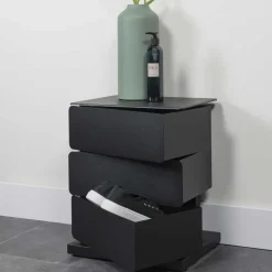 Schwarze Design Stahlkommode mit drei Schubladen - Zunil