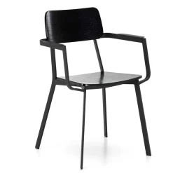 Schwarze Designstühle mit Armlehnen - Lejadro (4er Set)