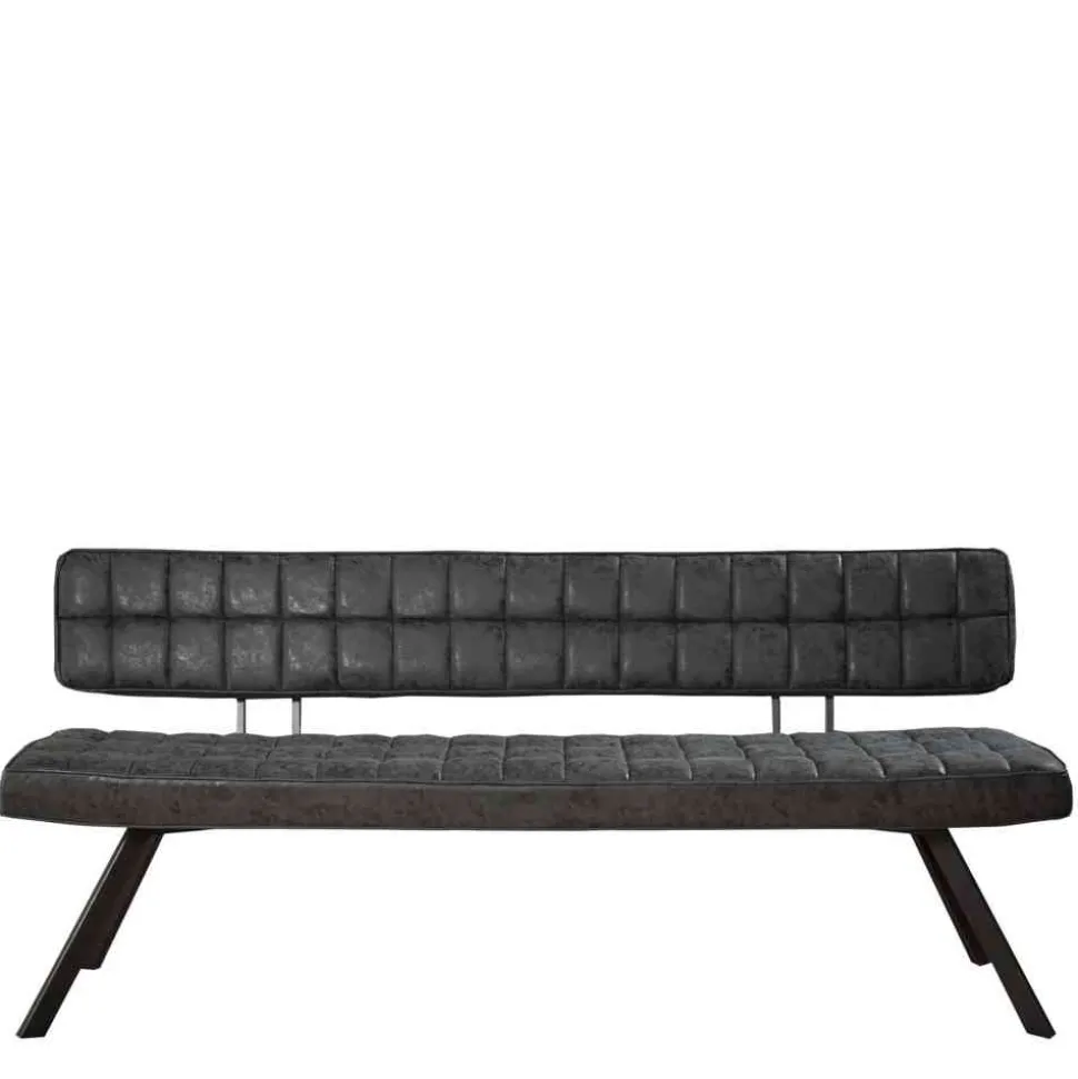 Schwarze Esszimmerbank mit Lehne - Jaitur