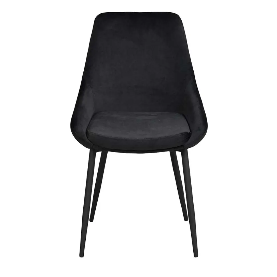 Schwarze Esszimmerstühle aus Samt - Cartoon (2er Set)