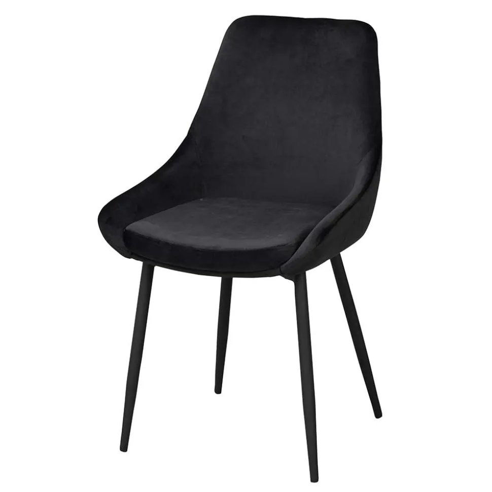 Schwarze Esszimmerstühle aus Samt - Cartoon (2er Set)
