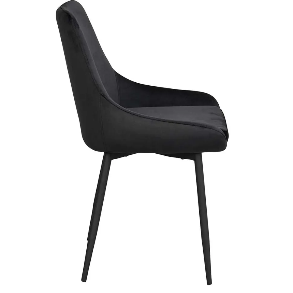 Schwarze Esszimmerstühle aus Samt - Cartoon (2er Set)