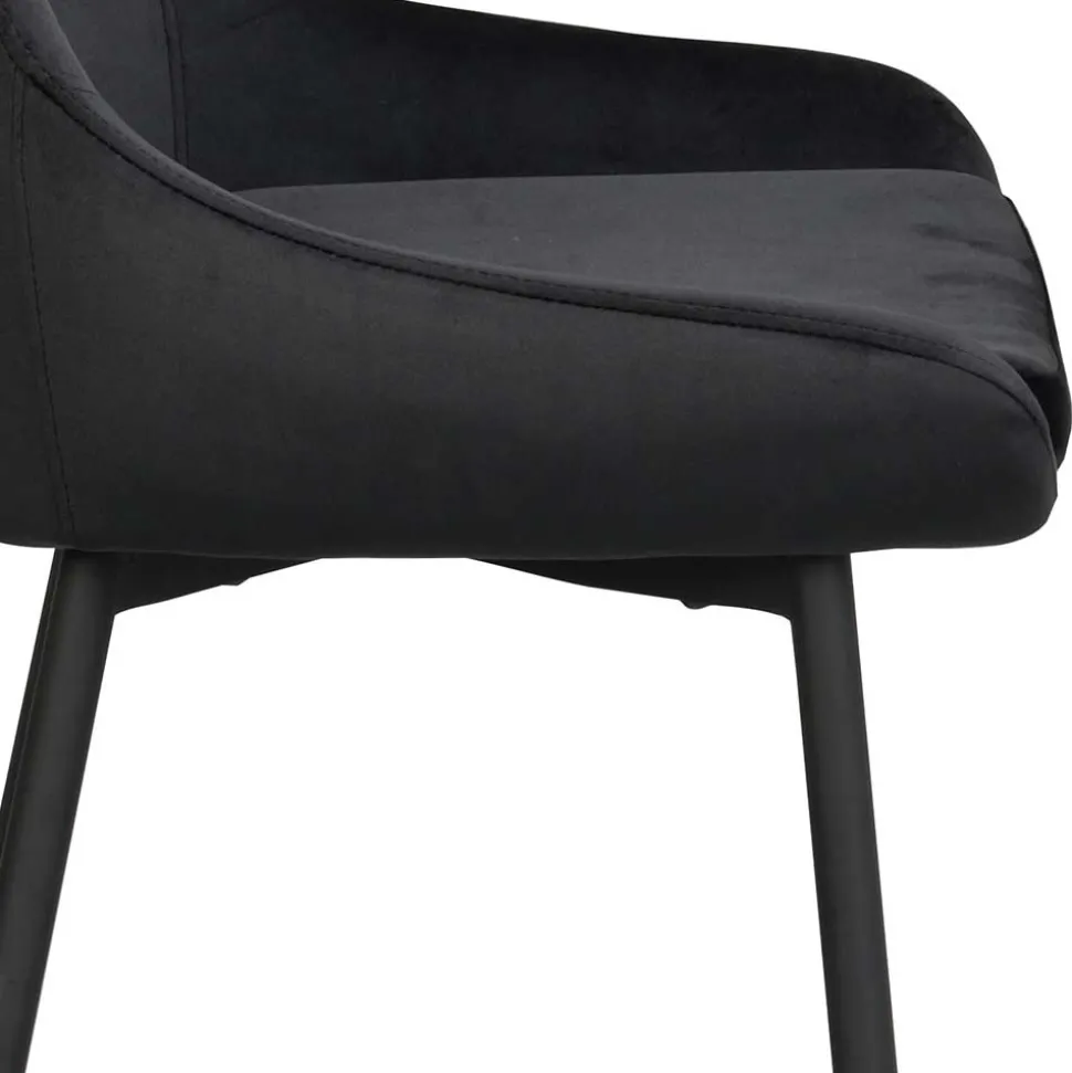 Schwarze Esszimmerstühle aus Samt - Cartoon (2er Set)