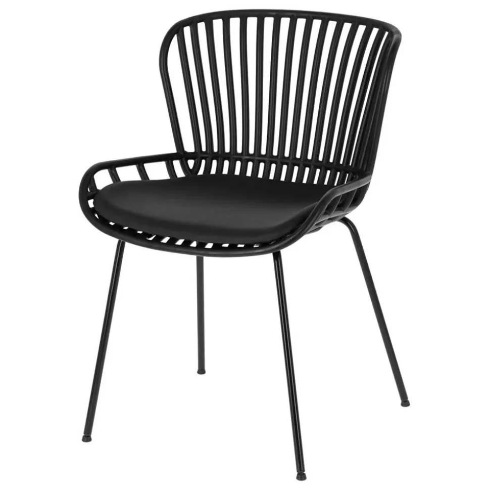 Schwarze Esszimmerstühle mit Polster - Pavias (4er Set)