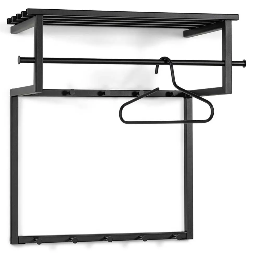 Schwarze Hängegarderobe aus Metall mit Hutboden - Estagel