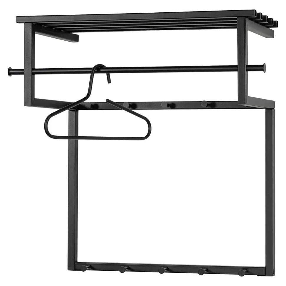 Schwarze Hängegarderobe aus Metall mit Hutboden - Estagel