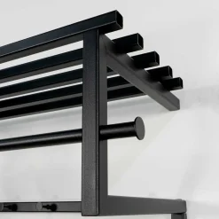 Schwarze Hängegarderobe aus Metall mit Hutboden - Estagel