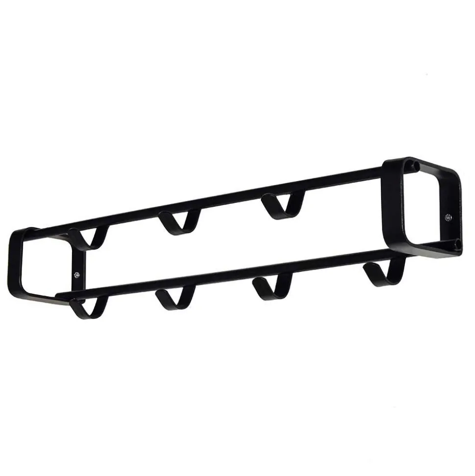 Schwarze Kompakt-Garderobe mit 7 Haken - Satroni