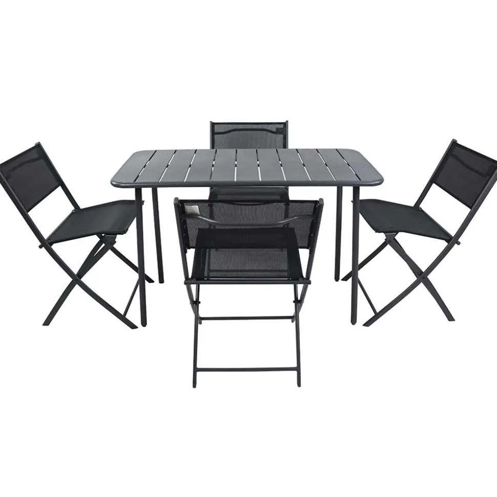 Schwarze Outdoor Essgruppe Set - Xenata (fünfteilig)