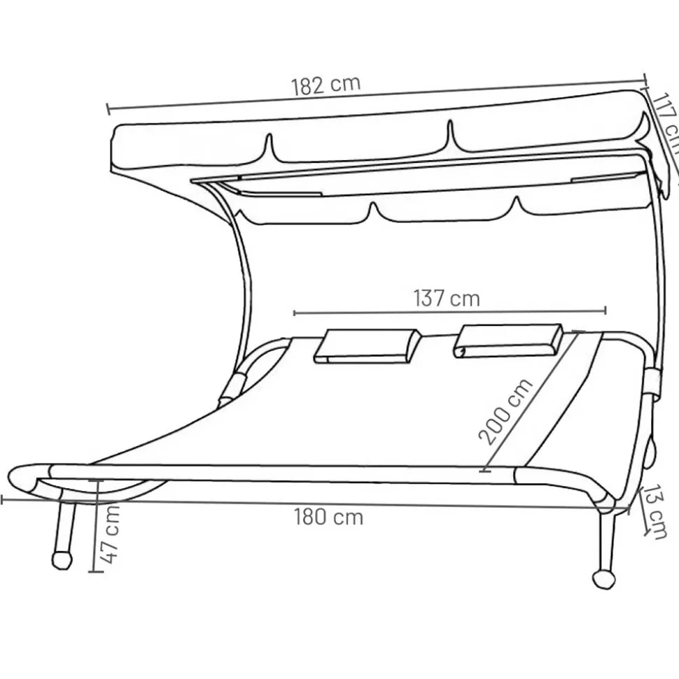 Schwarze Outdoorliege für zwei Personen - Valdi