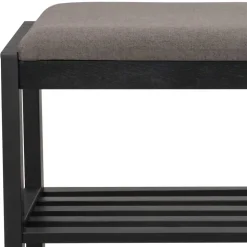 Schwarze Schuhbank aus Eichenholz - Geskan