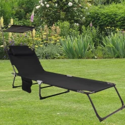 Schwarze Sonnenliege zusammenklappbar - Ambia