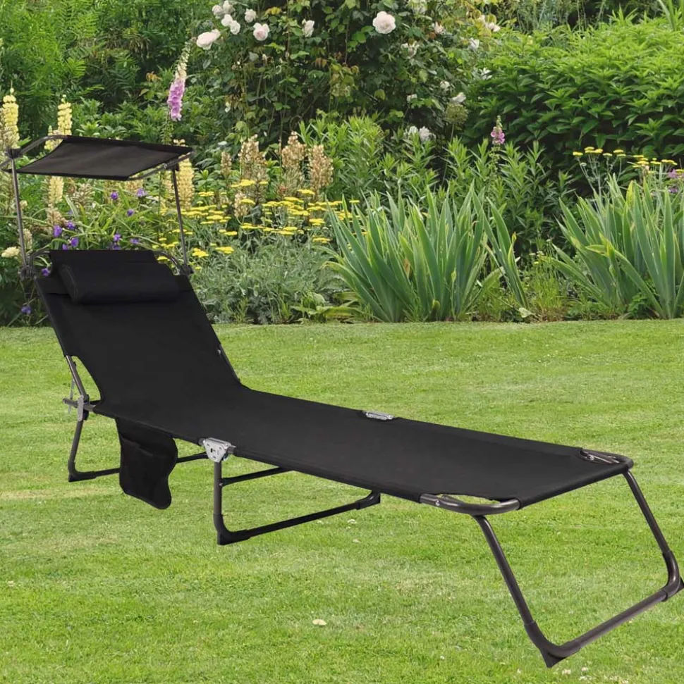 Schwarze Sonnenliege zusammenklappbar - Ambia