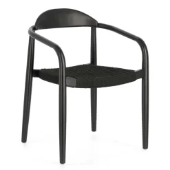 Schwarze Stühle aus Akazie & Kordel - Varioma (4er Set)