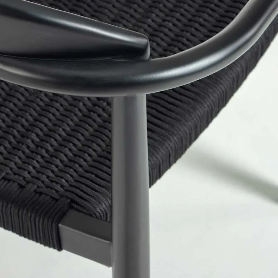 Schwarze Stühle aus Akazie & Kordel - Varioma (4er Set)