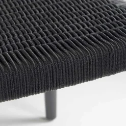 Schwarze Stühle aus Akazie & Kordel - Varioma (4er Set)